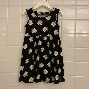The Children Place Floral  sleeveless Dress, black with daisy flowers, size 4T.